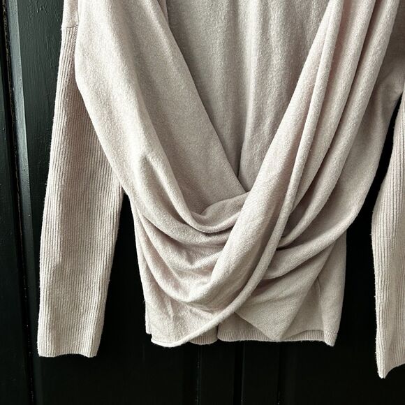 Athleta Finale Wool Cashmere Convertible Sweater Size Large Dove Pink Knit Women - Picture 5 of 11